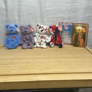 Ty Beanie Babies, Lot of 5 America-USA-Glory-Patriot-Spangle Plush Bear